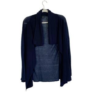 THEORY Navy Blue Draped Collar Cardigan Size Extra Small Basic Capsule Staple